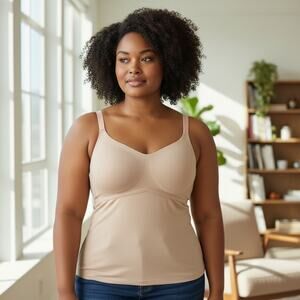 Honeylove LiftWear Cami Shapewear Tank Nude Beige 1X Built-In Bra Smoothing